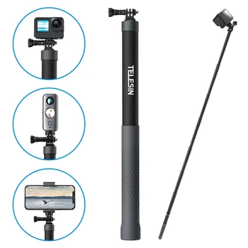 Telesin the Third Generation 3M Tube Carbon Fiber Selfie Stick  for gopro Action Camera Accessories