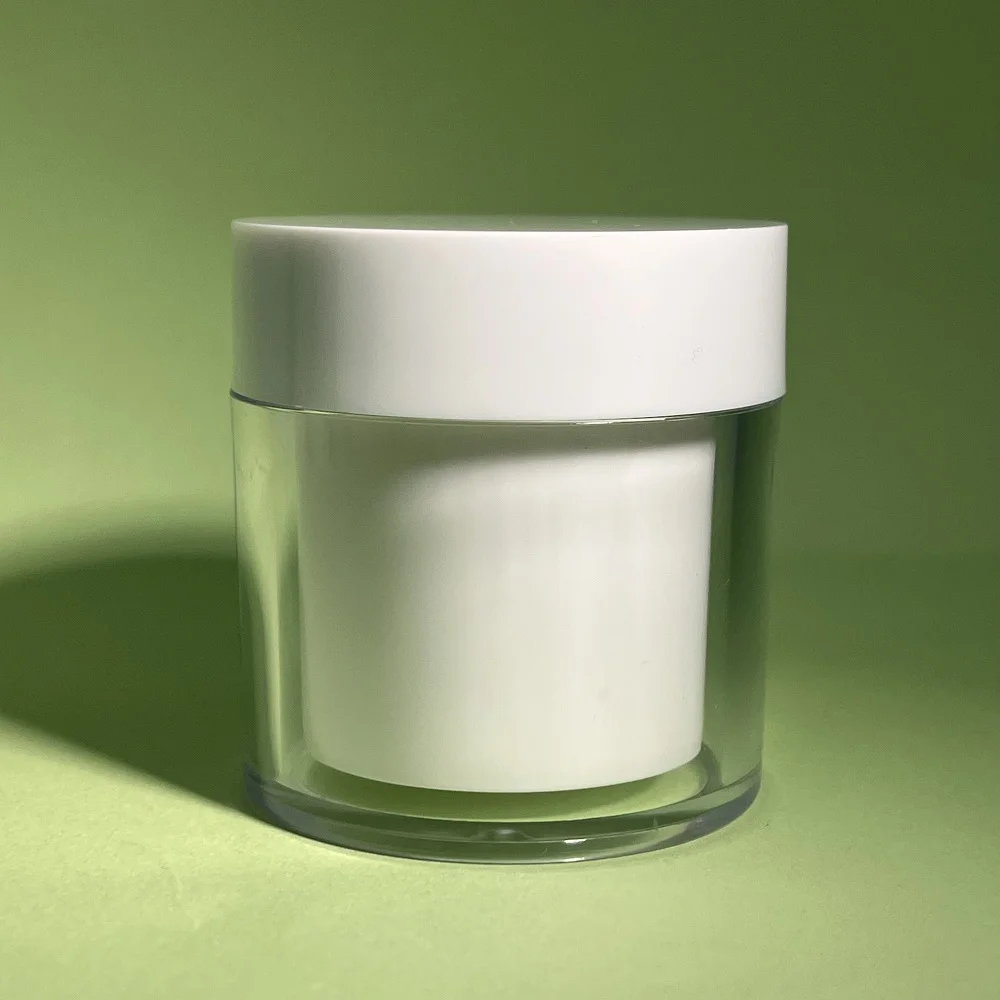 In stock 30g 50g double wall cosmetic cream jar round highly transparent chemical resistant pp inner jar