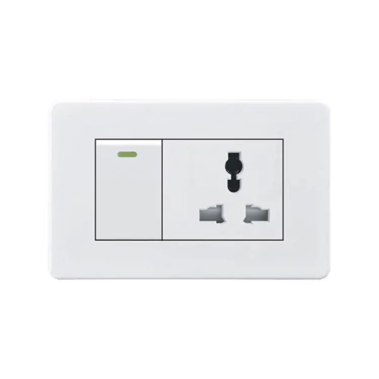 VNX Multi Socket With 1 Gang Switch White Color Wall Switch Grounding Residential / General-Purpose for Home
