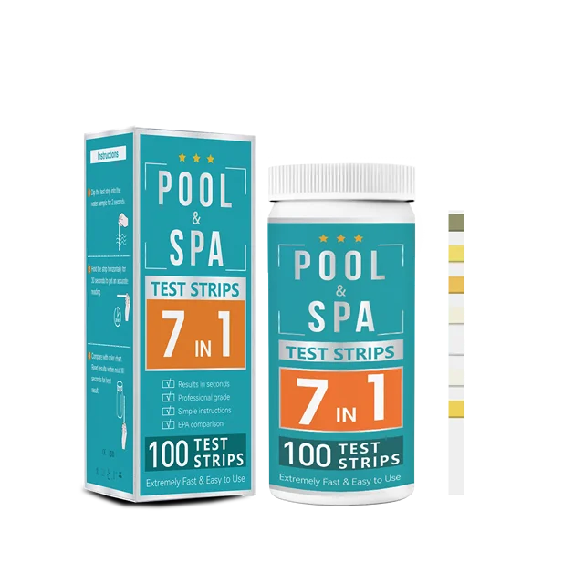 HOT SALE  POOL and SPA test Strips 7 in 1 ,100pcs/barrels  Swimming Pool Water test Kit