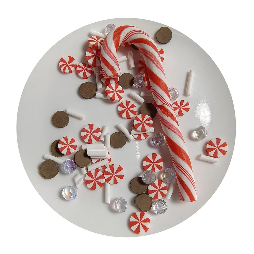 Simulation Candy Cane Slime Charms Cute Set Resin Charms Mixed Assorted Candy Sweets Resin for Diy Slime and Craft Making 1 Bag