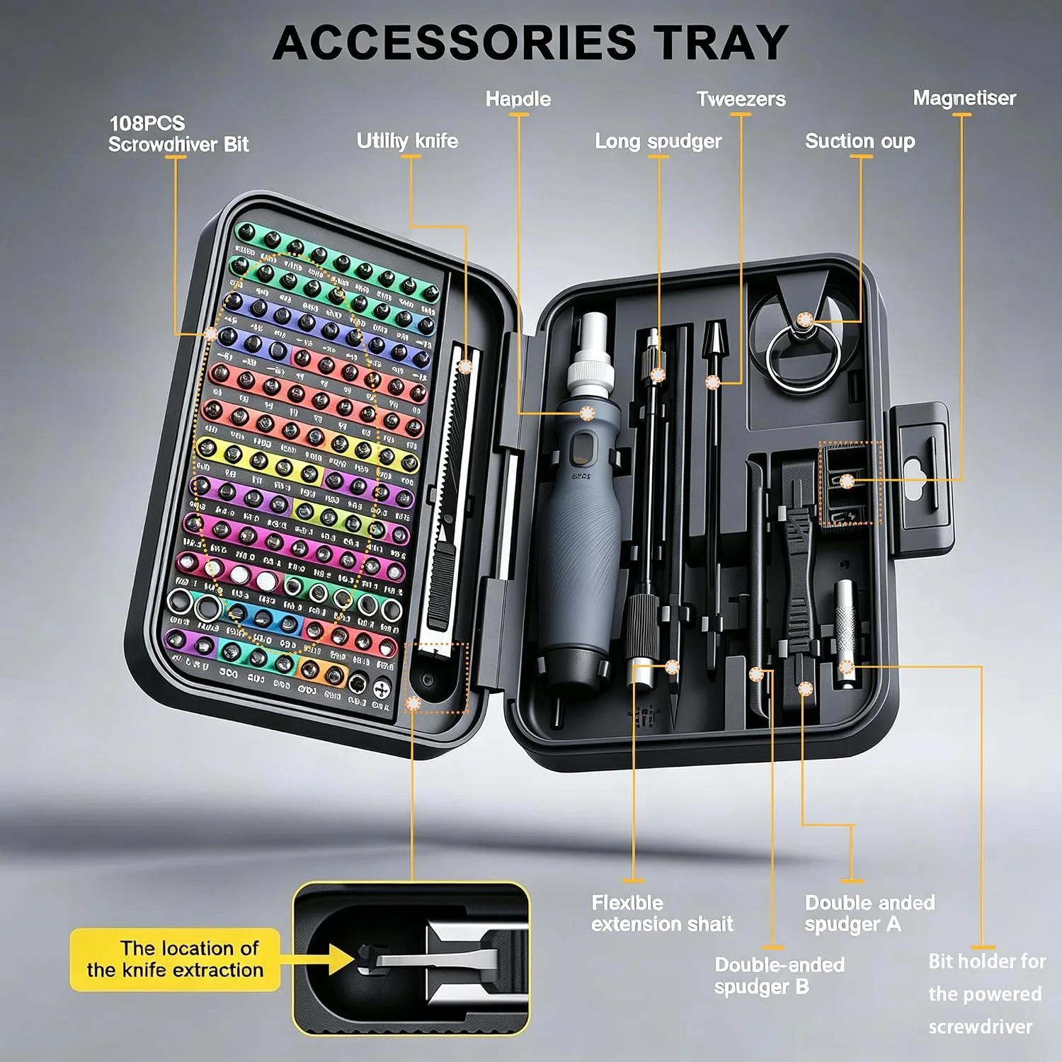 Plastic DIY Screwdriver Kit 152 1 Ergonomic Precision Retractable Portable Electronic Repair Box for Phone Tablet Watch Car