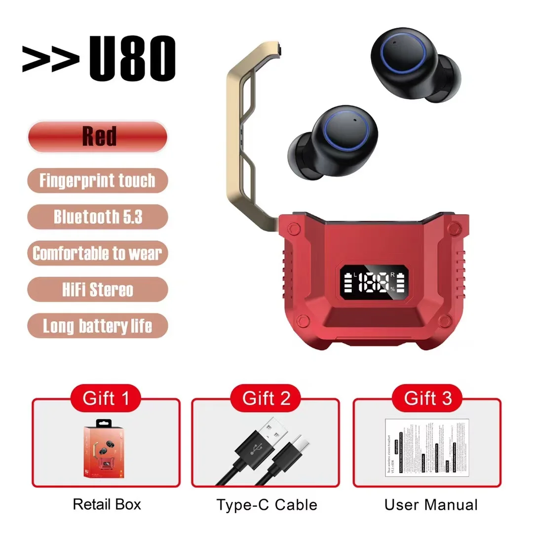 Yeni yükseltilmiş U80 tws mekanik kulaklık hifi stereo TWS