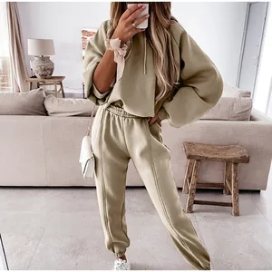 Street Hipster Explosive Women's Sports Casual Hooded Cotton Sweater Leggings Pants Suit Two-Piece Cropped Hoodie