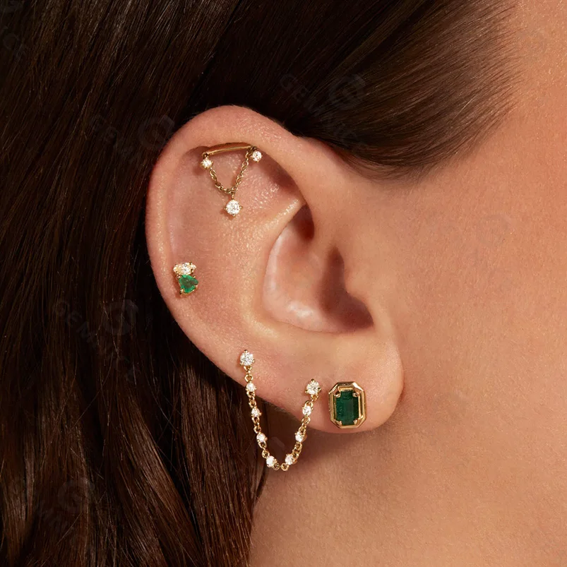 Gemnel Korean Fashion Cute Gold Plated Fine Jewelry Bar Ear Drop