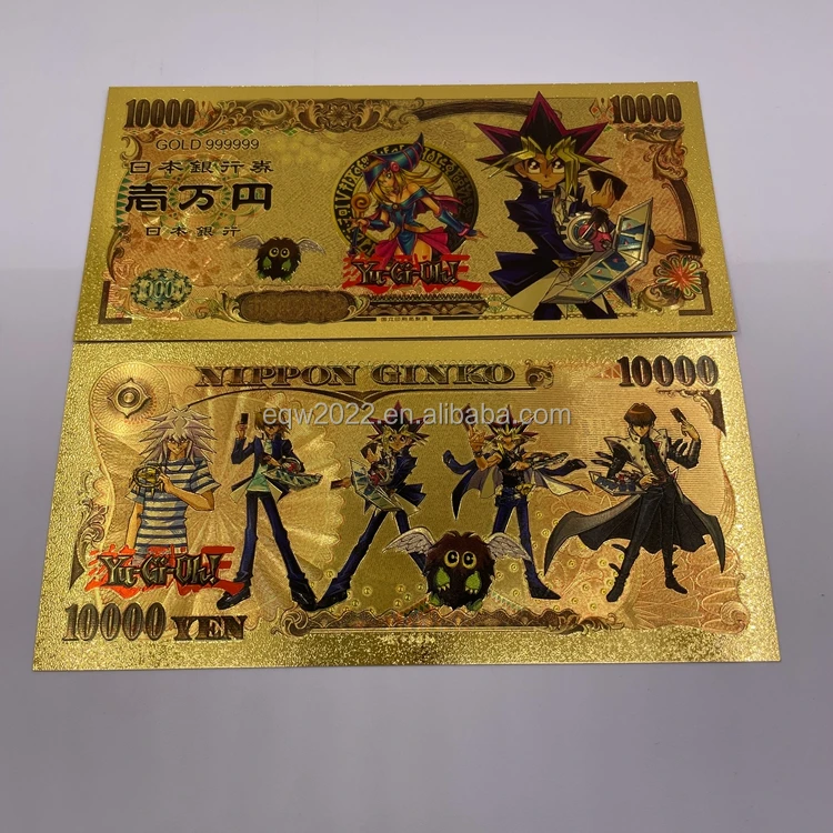 Japan Yu-Gi-Oh Card 10000 Yen Money Anime 24k Gold Foil Banknote