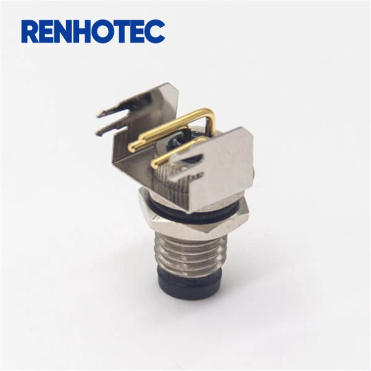 M8 Connector PCB Mount Male Right Angle Socket, 3-8 Pin with Metal ...