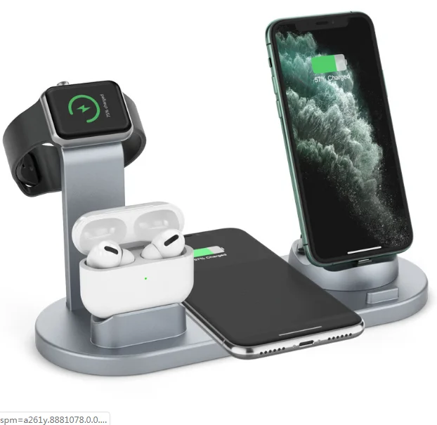 6 в 1 настольный мобильный телефон Беспроводное зарядное устройство подходит для всех видов смарт часы Bluetooth гарнитура мобильного