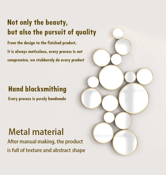 Metal Round Mirror Wall Hanging Living Room Dining Room Wall Decoration