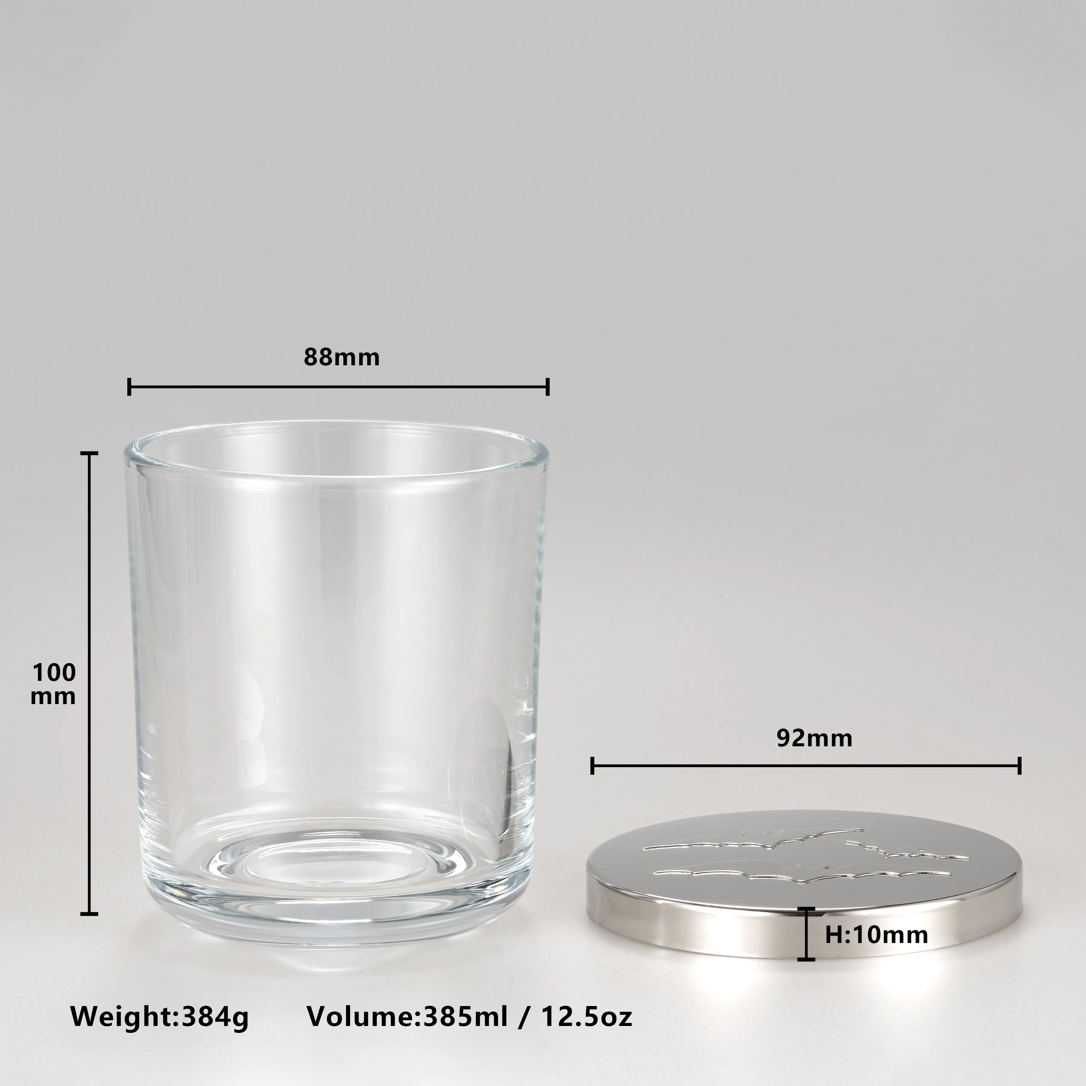 Cambridge Style Glass Candle Jar with Metal Lid for Home Decor