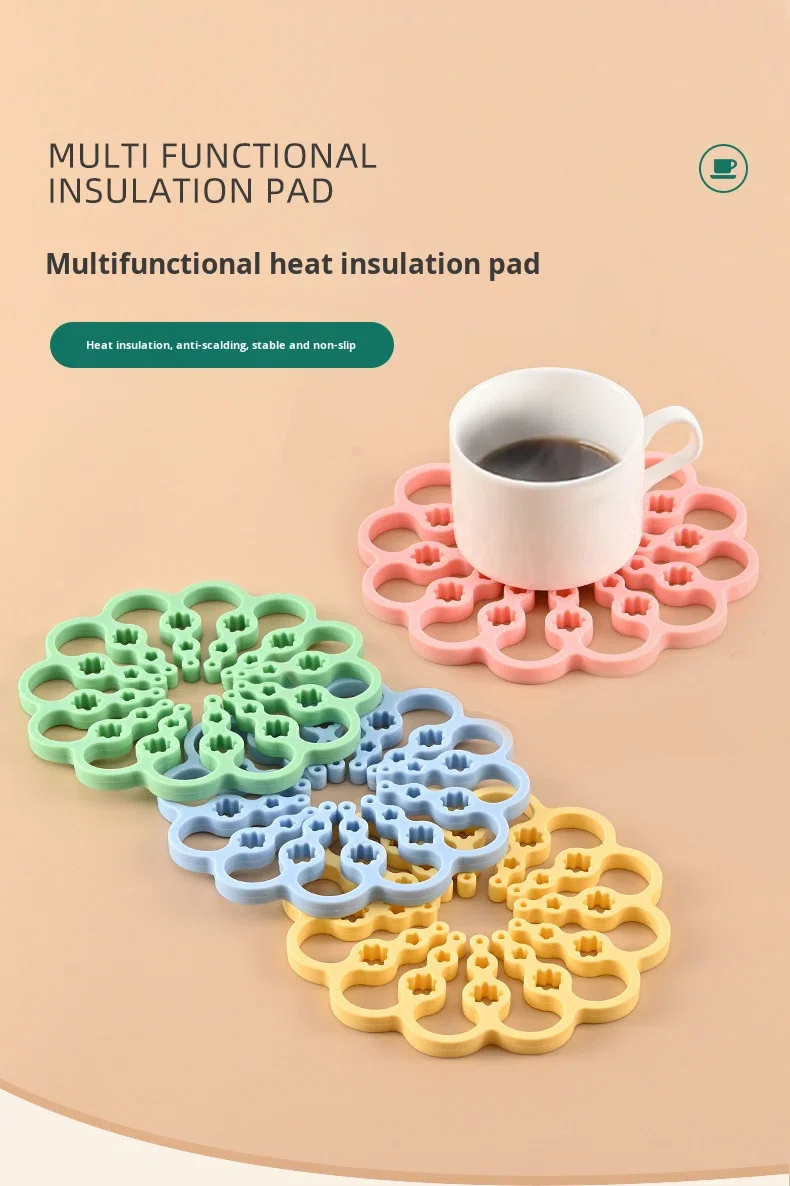 Stretchable and Foldable Reusable High-temperature Resistant Silicone Heat Insulation Pad for Tableware Trays manufacture