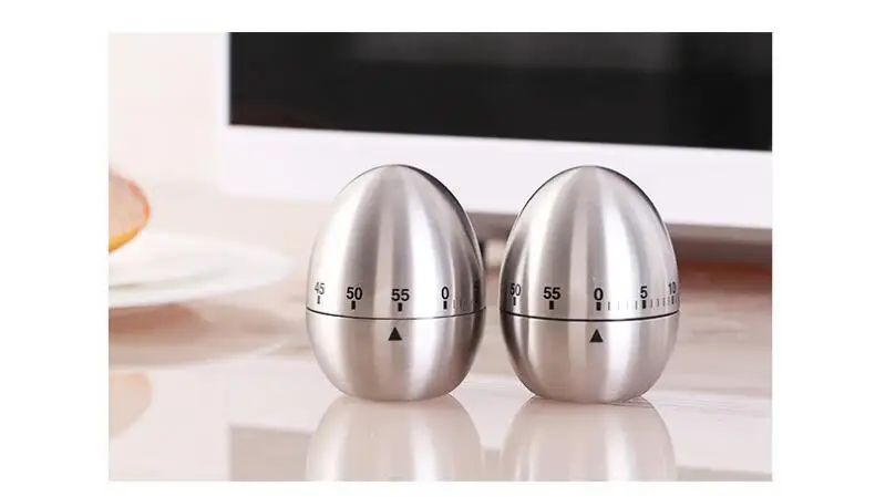 Egg Shaped Stainless Steel Mechanical Twist Timer Kitchen Timer Cooking Tools Mechanical Dial Timer