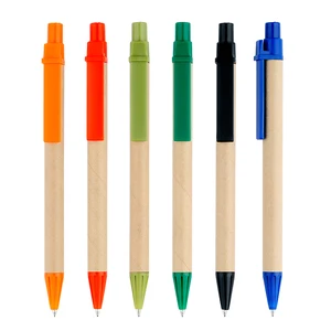 New Arrival Promotion Eco Paper Roll Out Multi Colour Ballpen Ballpoint Pen With Plastic Clip
