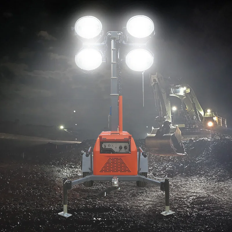 Free Shipping Euro 5 EPA Led Tower Light Portable Small Light Tower Mobile Light Tower