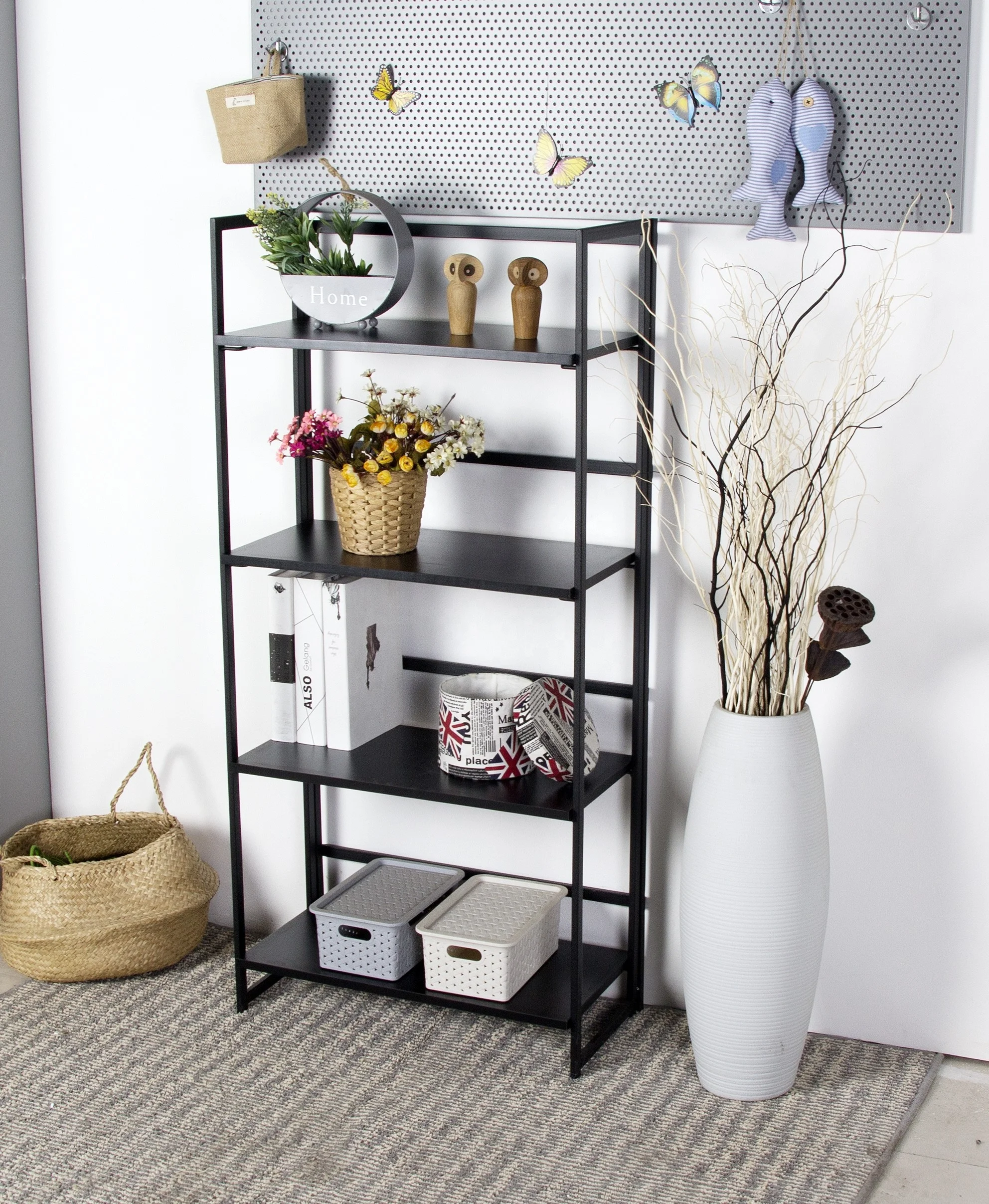 Metal Book Shelf Northern Europe Style Simple Design DIY Multifunction  Foldable Storage Shelves