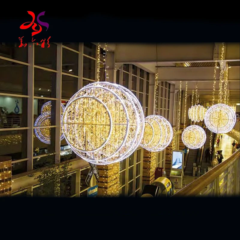2023 Newest LED Motif Light 3D Golden Ribbon Ball for Led Outdoor Street Decoration Lighting