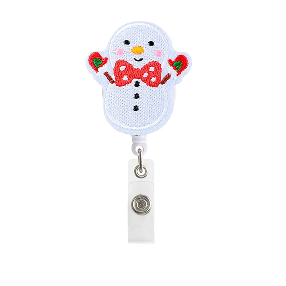 Christmas Tree Snowman Felt Embroidery Decorative nurse badge reel holder retractable, badge reels nurse, nurse badge reel