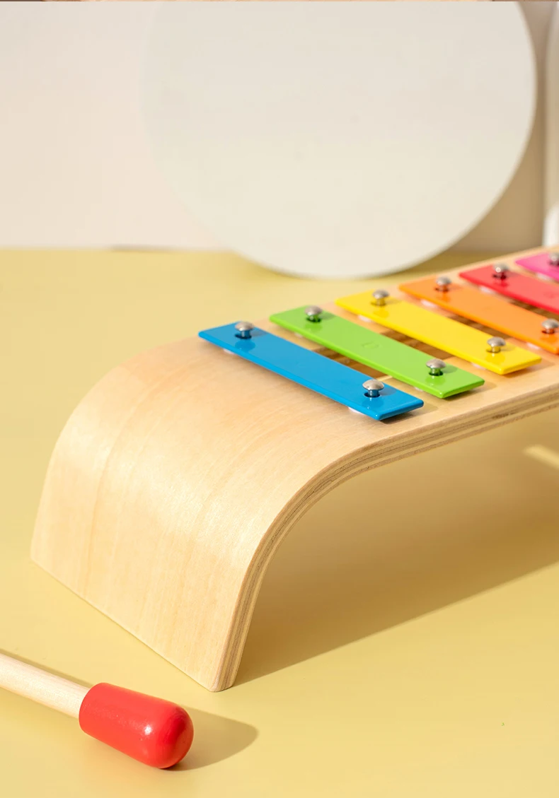 Оптовая продажа, профессиональная портативная детская мини-игрушка, деревянный ксилофон с 8 ключами, музыкальный инструмент, игрушки с маллетами, глокенол