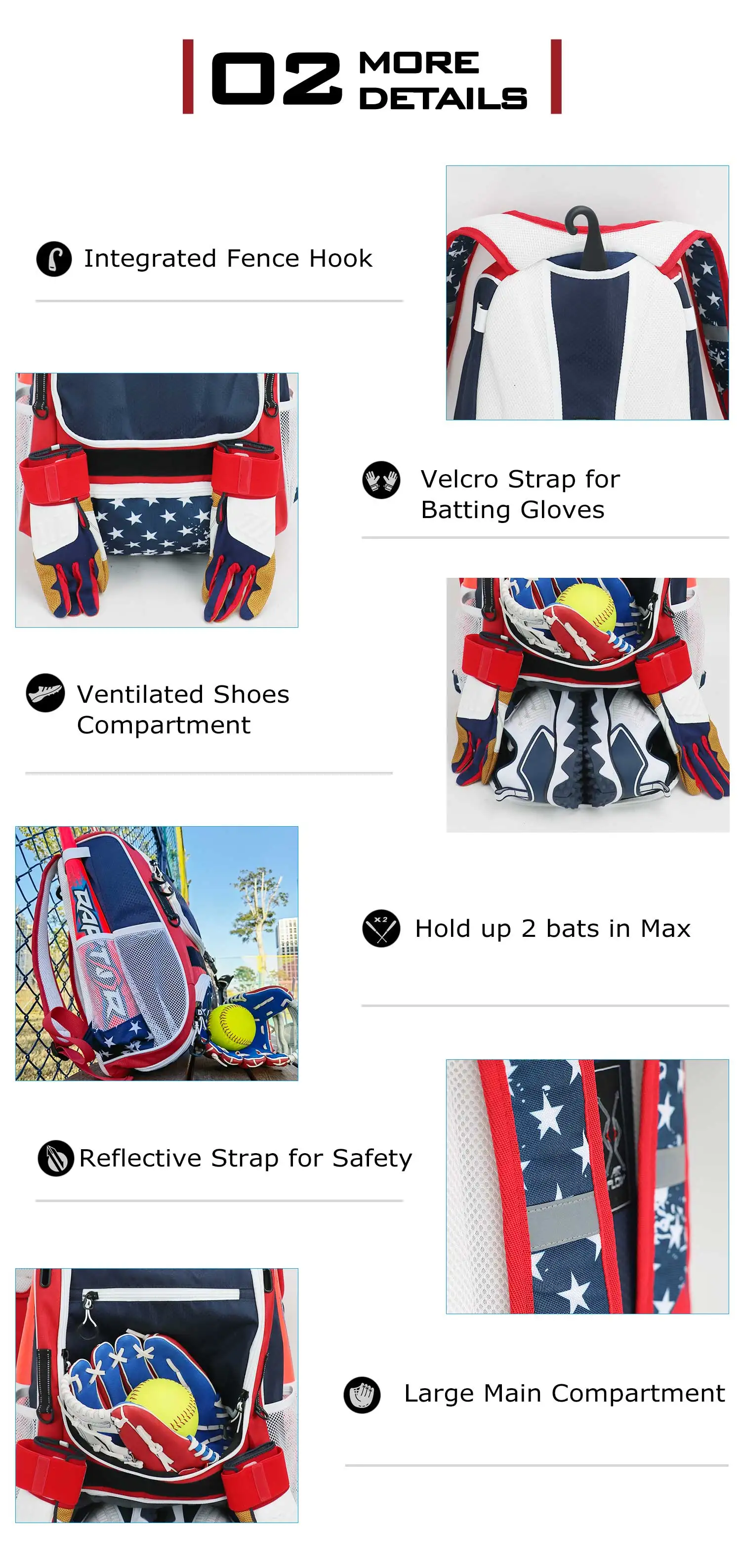 Kopbags Custom LOGO Baseball Basic Backpack Softball Base Student Bag manufacture