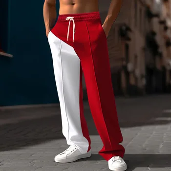 2024 Men's Spring/Summer pant high quality Straight Color blocked Casual Versatile Pants Loose Plus size Pants OEM