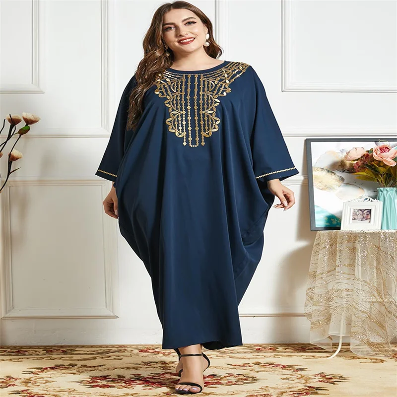 Manufacturer Newest Moroccan Style Kaftan Dark Blue Abaya Women Weeding ...