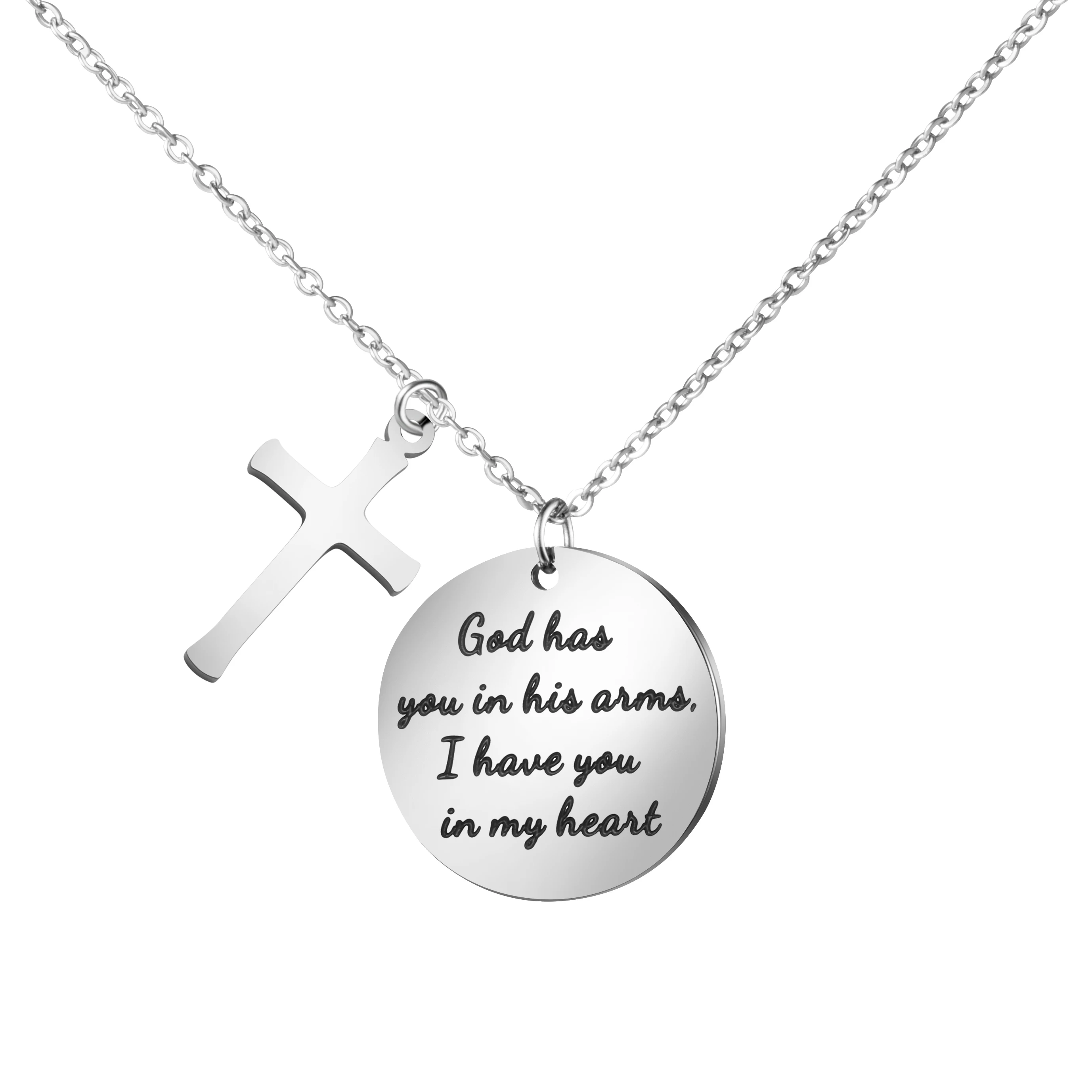 Bible Verse Cross Pendant Christian Necklace Prayer Charm Faith