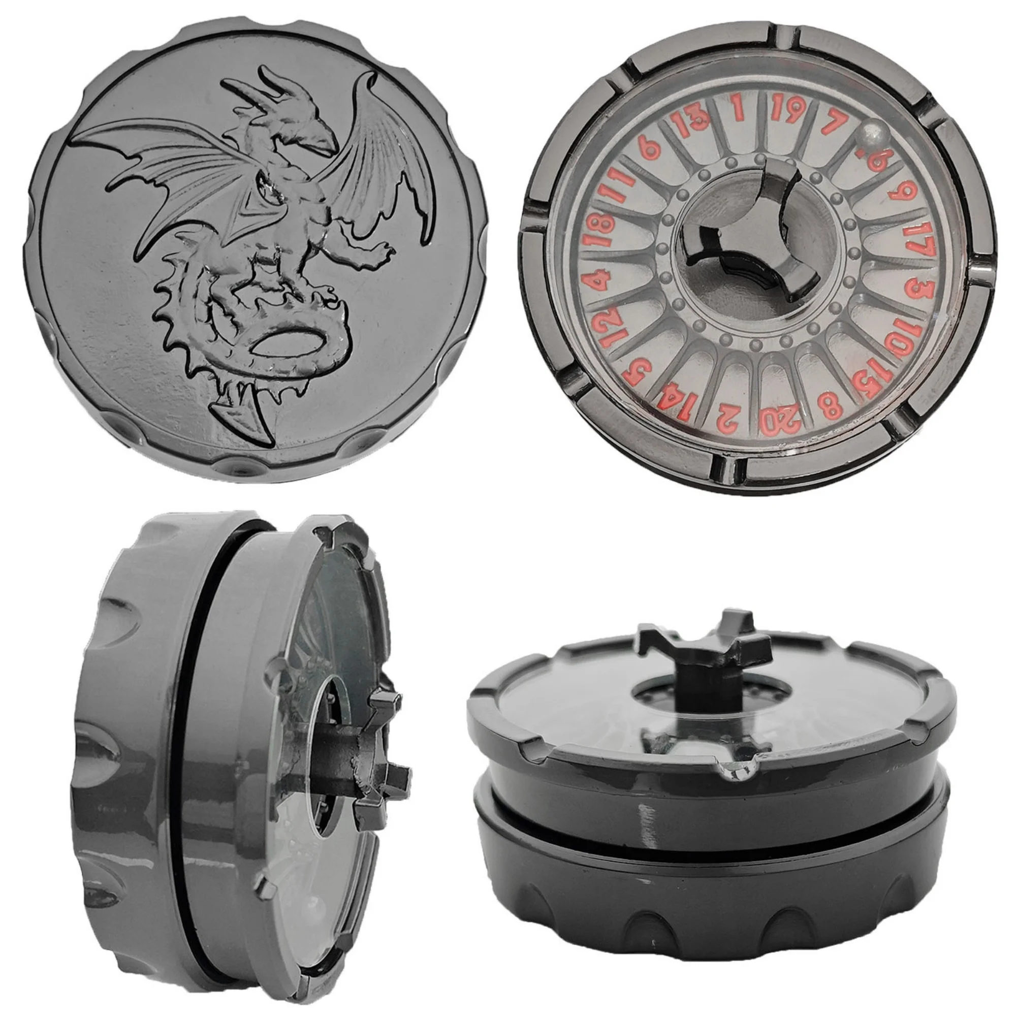 D20 Metalen Dobbelsteen Spinner - 7-in-1 D&D Dobbelstenen Set Met Draakdesign, Perfect Voor RPG, DnD En Tafelspellen (zwart-rood)