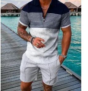 OEM Trainingsanzug Custom Sommer Sportswear 2 Stück Anzüge Polo T Shirt Trainingsanzüge Laufen Custom Männer Shorts Set915_voghion.com