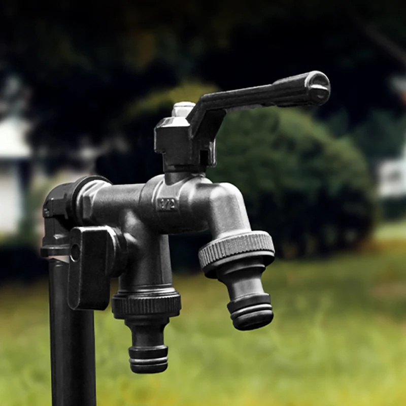 Grifo Jardin Doble Salida Grifo Jardín Cobre Negro 1/2' Doble