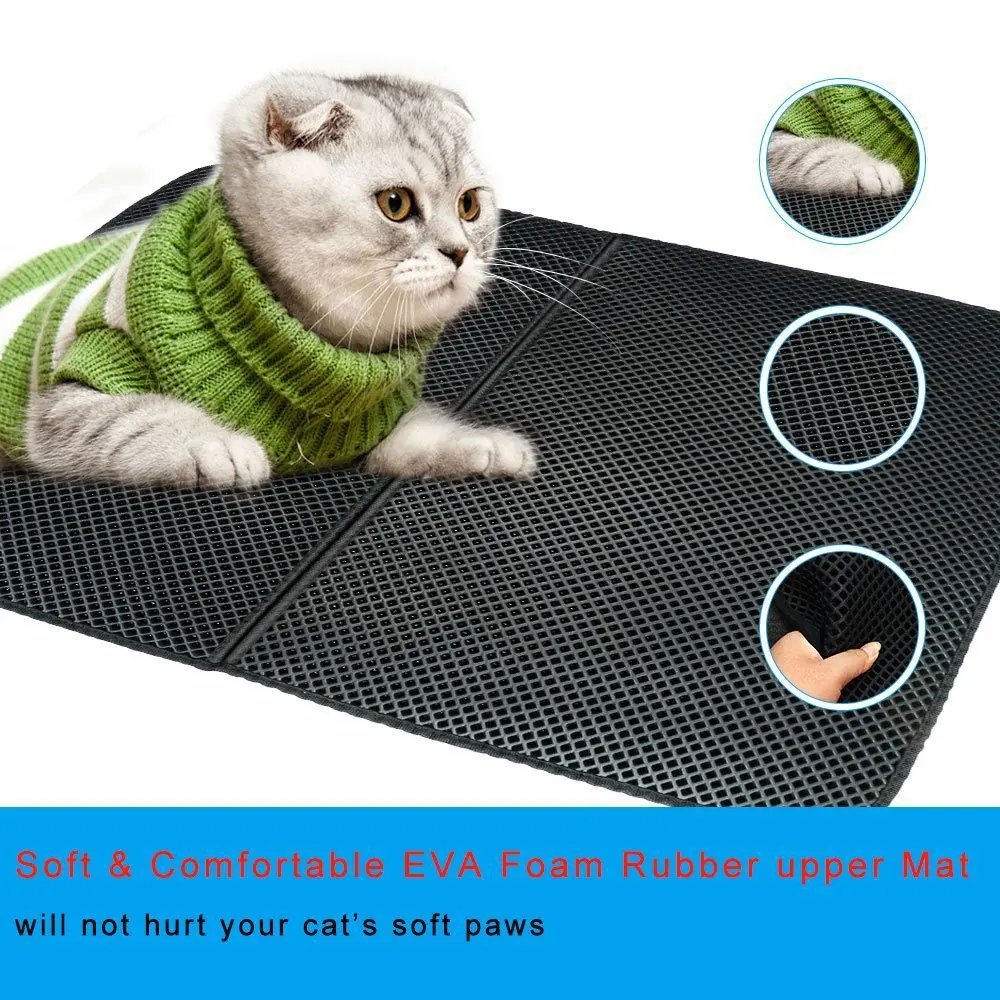 Honeycomb Double-Layer Design Waterproof Urine Proof Cat Box Mat Kitty  Litter Mat Litter Trapper Carpet - Main Image