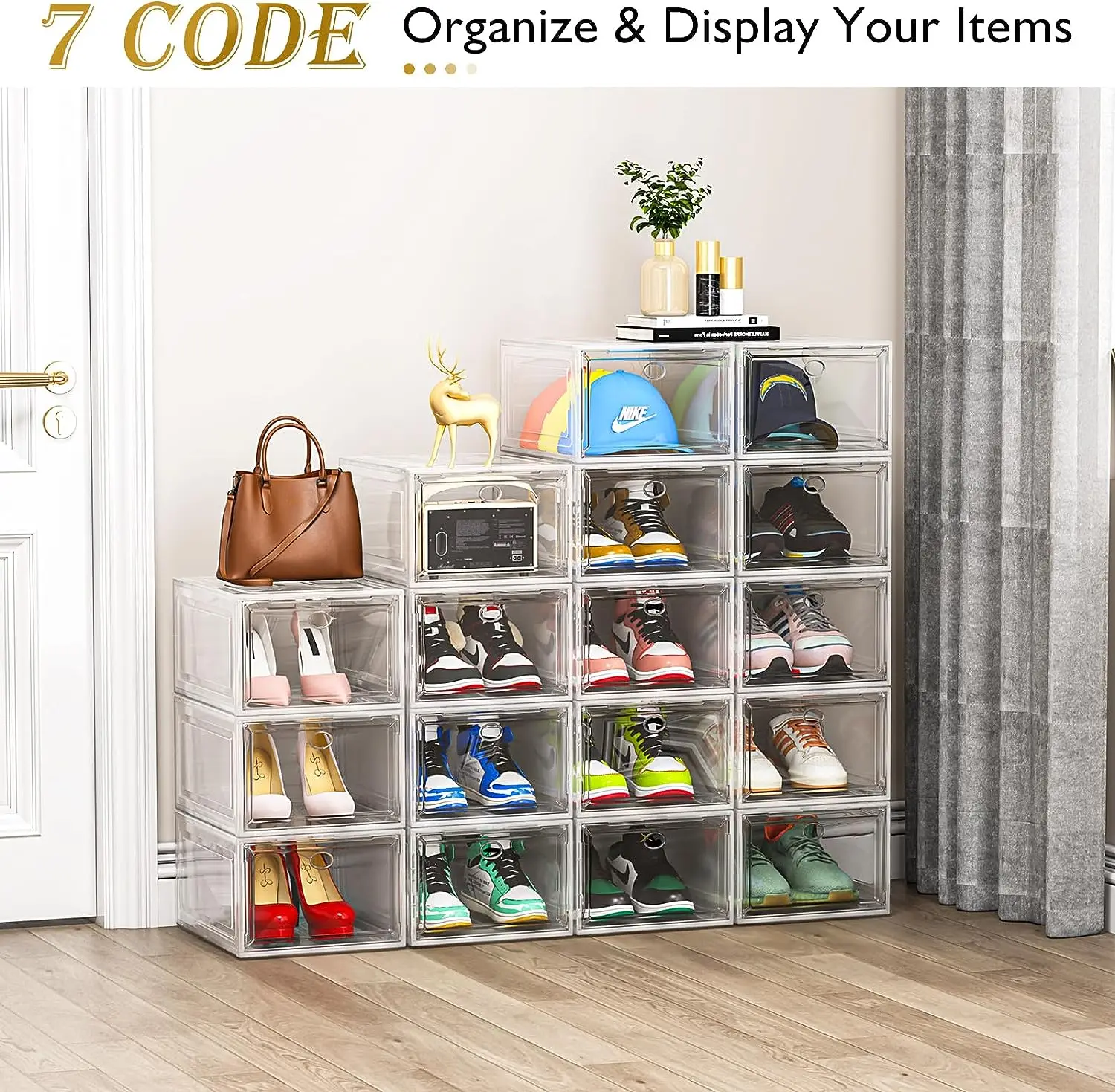 Wholesale Transparent Plastic Sneaker Stackable Shoe Storage Boxes Drop ...