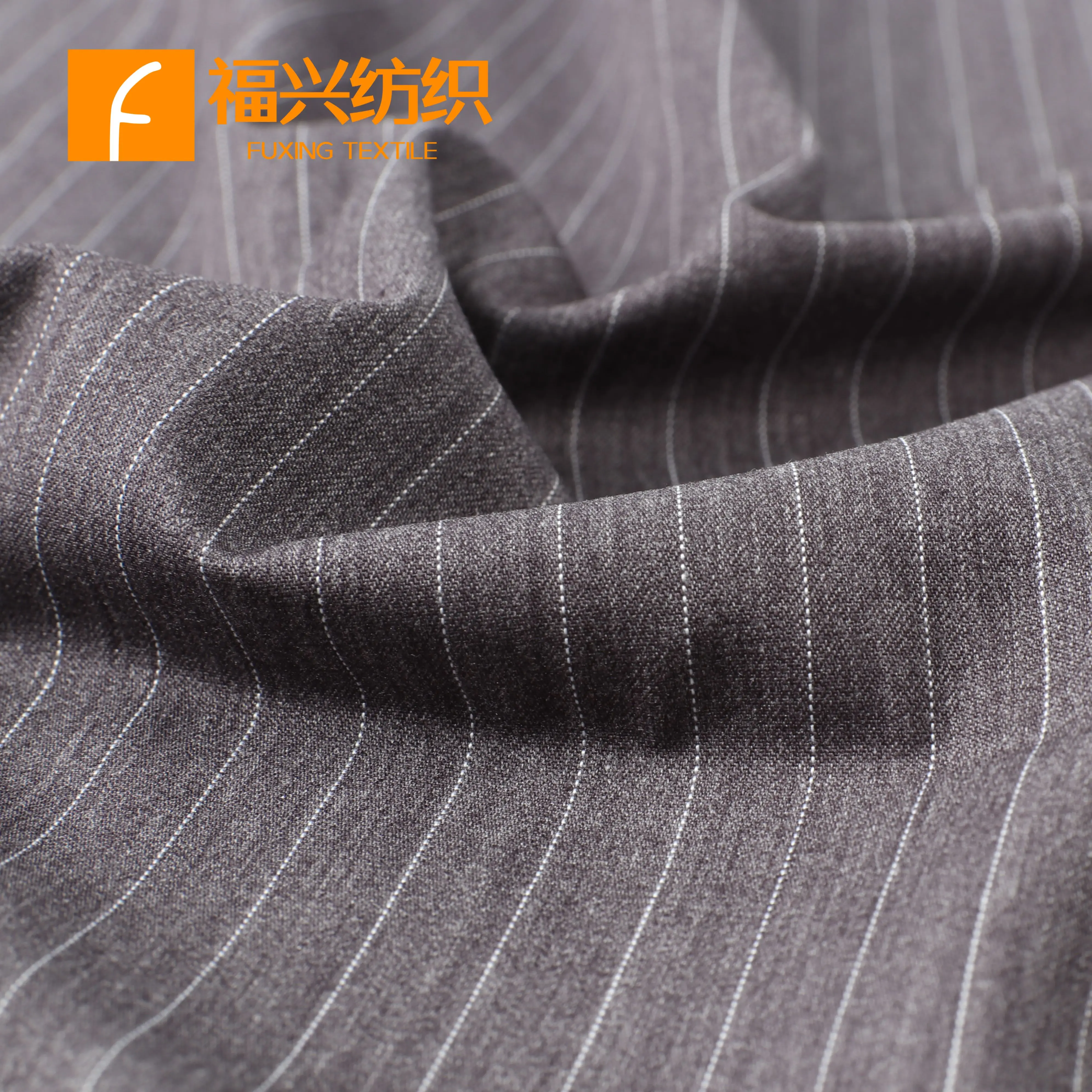 High-quality Fabric Polyester Rayon Spandex Blended White and Black Striped Linen  Men's Suits Fabric
