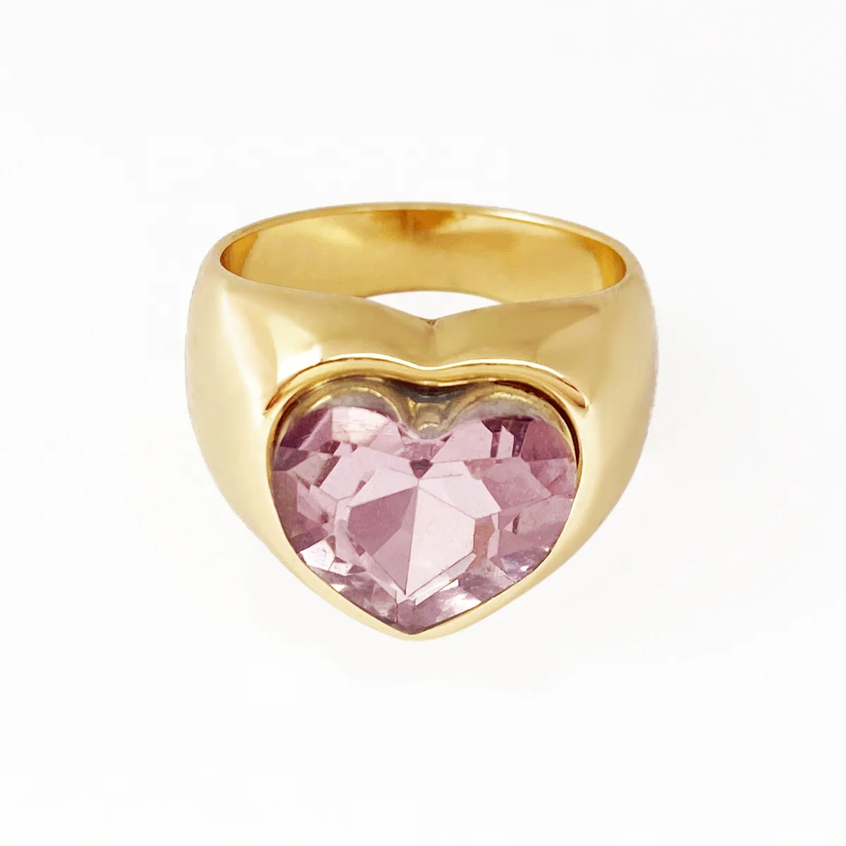 Nagykereskedelmi 18K aranyozott kристálygyémánt szív gyűrűk nők számára, divatos beágyazott technológia