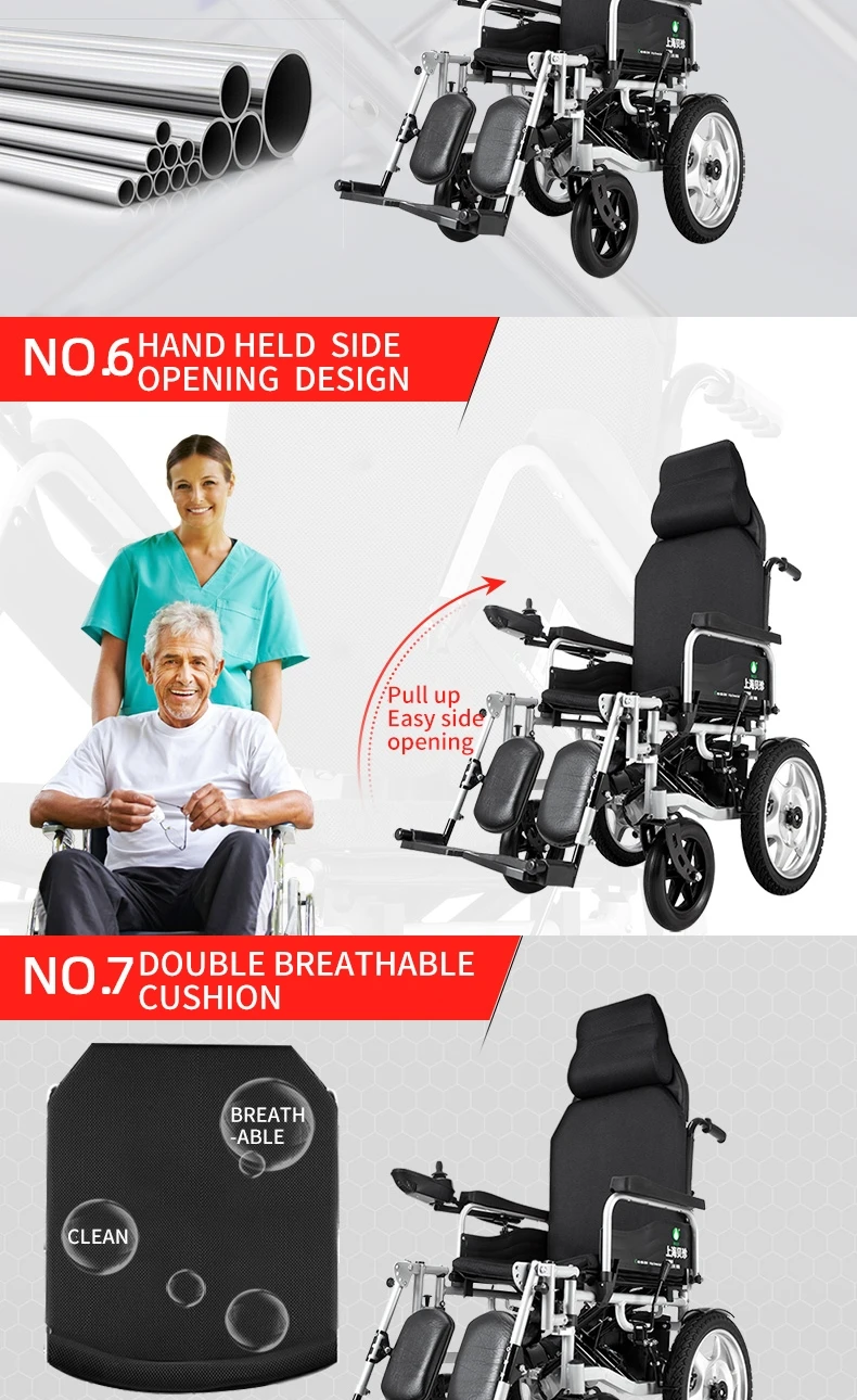 Wheelchair electric motorized wheelchair price list electric wheelchair with high back & air cushion made in China manufacture