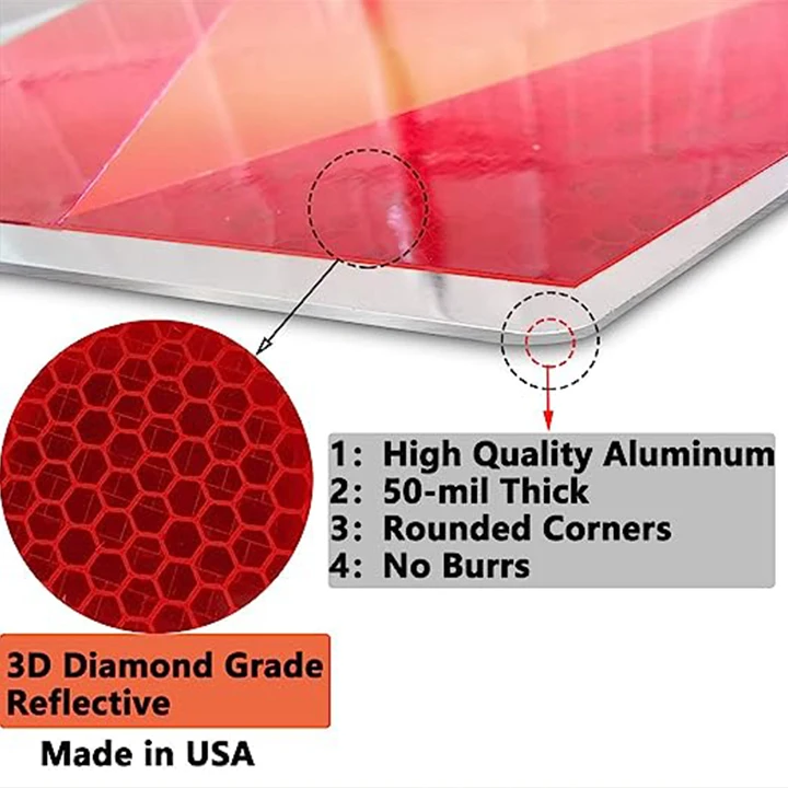 Slow Moving Vehicle Sign Safety Triangles Dot Approved Aluminum Diamond Grade Reflective Outdoor Use for Golf Cart