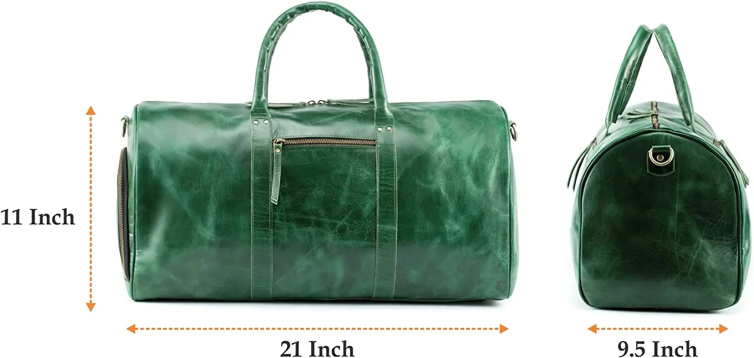 Leather Travel Weekender Overnight Duffel Bag with Shoes Compartment for Men Women Gym Sports Luggage Tote Duffle Bags