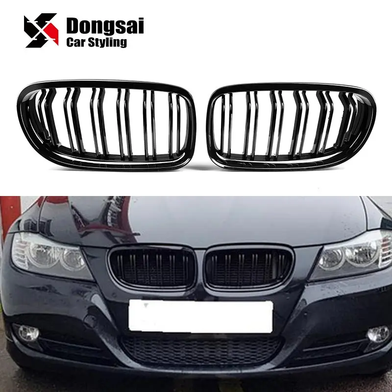 Abs Gloss Black Double Slat Center Grille Grill Mesh Front Bumper ...