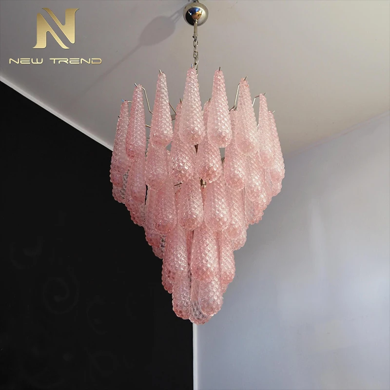 CPL-447 French Vintage Style Murano Glass Chandelier – Luxury Italian LED Pendant Light for Villa Living Room, Dining & Duplex Staircase