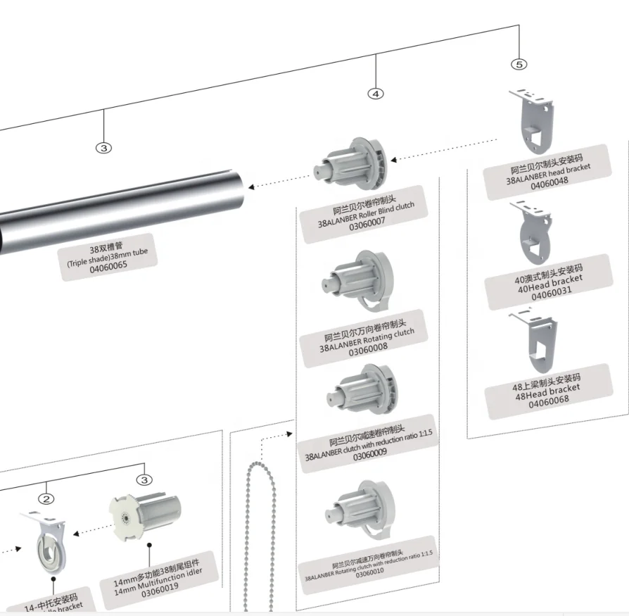 Roller Blind Parts Accessory Component  Set of Manual Roller Blinds Accessory