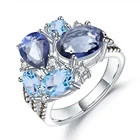 Abiding 925 Sterling Silver Jewelry Ring Natural Mystic Quartz Swiss Blue Topaz Gemstone Custom Rings For Women Bijoux