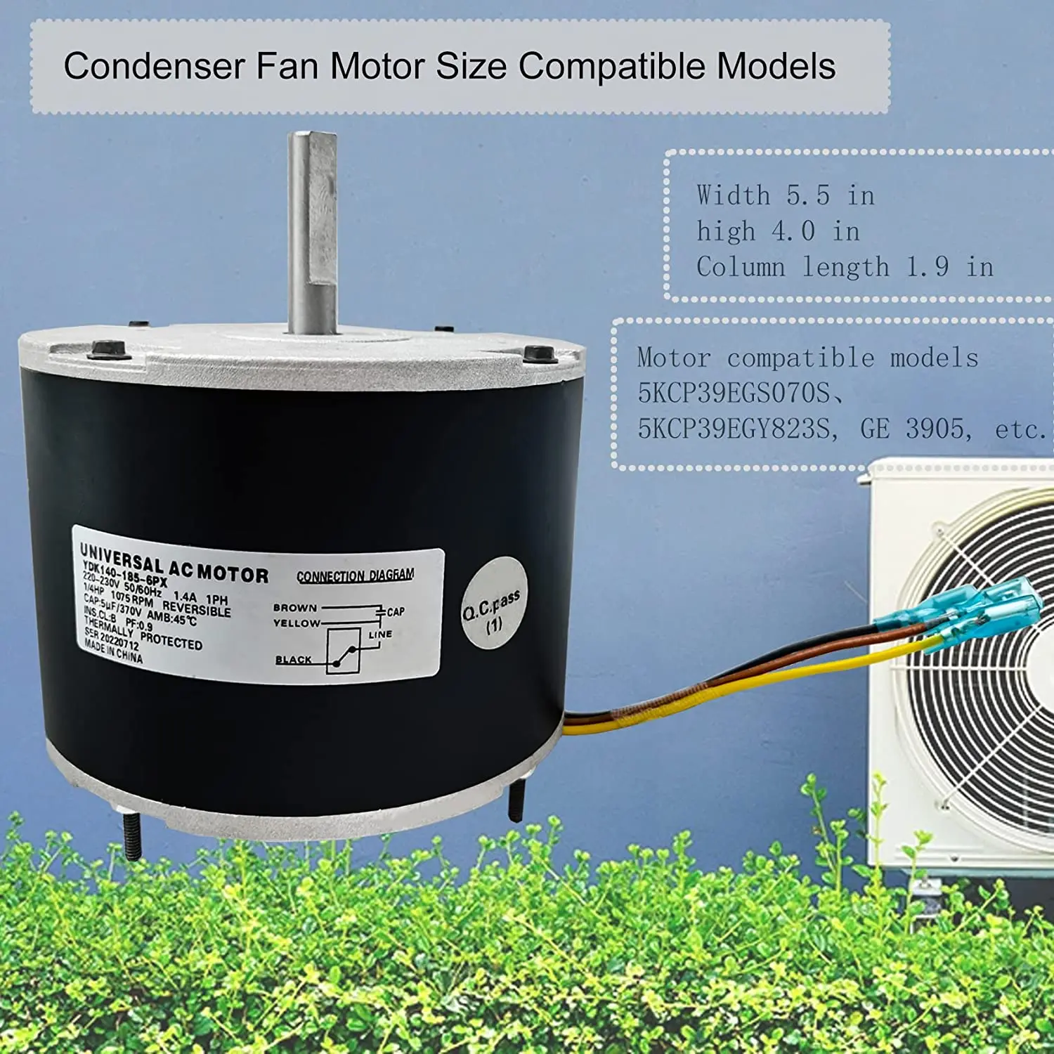 Oem Standard Condenser Fan Motor 208/230v 1/4hp 5kcp39egs070s Condenser