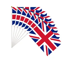 Wholesale Hot Selling High quality Digital Screen UV Printing  Custom Design mini banner flag Britain UK Hand Waving Flags