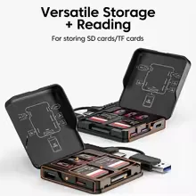 5 in 1 USB3.0 Reader Storage Box Adapter With USB/Type-C Cable Support 5Ports Read Simultaneously for SD/TF Card Storage Manager