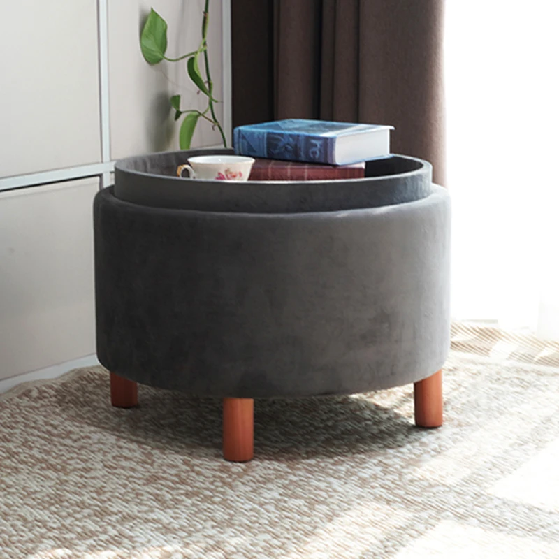 Living Room Elegant Tufted Round Footstool Lounge Chair Ottoman Stool