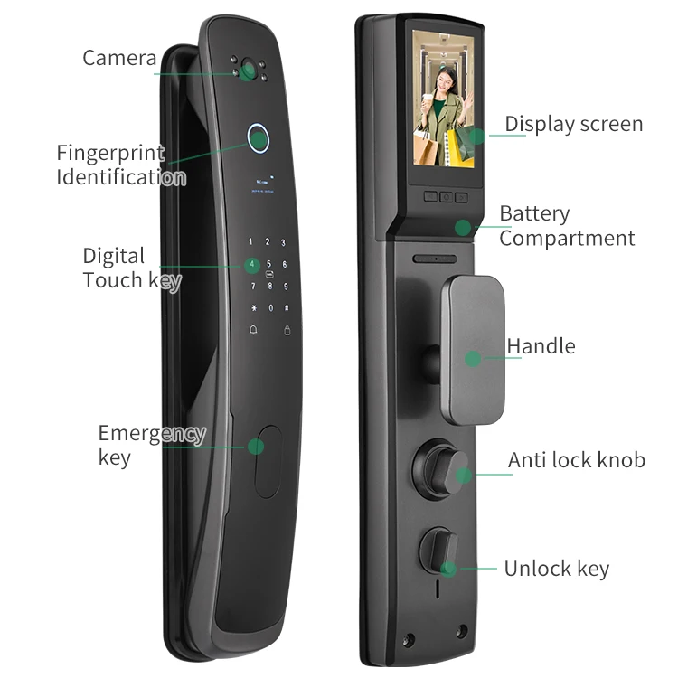 Fingerprint Smart Electronic Fully Automatic Password Card High Security APP with Camera Door Lock