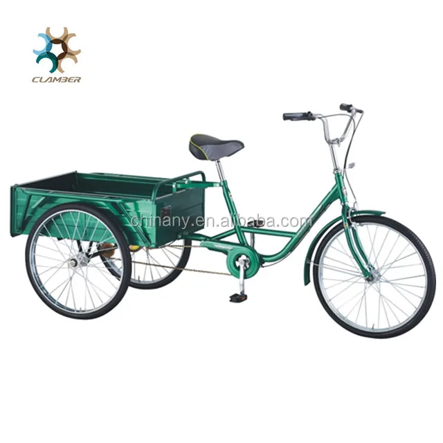 Cheap with high quality single speed 3 wheel steel frame 24 inch shopping beach adult tricycle Alibaba