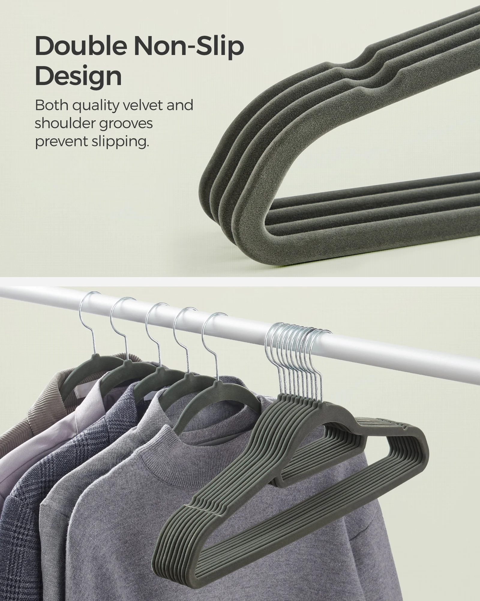 Songmics 20 Pack Modern Home Supermarket Nonslip Flock Velvet Coat