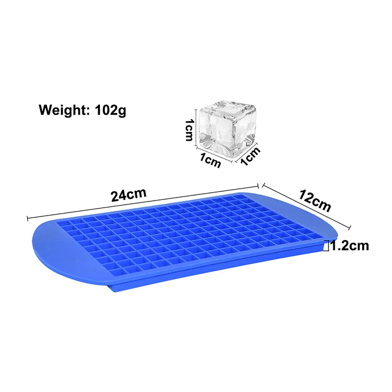 Оптовая продажа с фабрики, Штабелируемый маленький поднос для льда, гибкий силиконовый поднос для льда, 160 ячеек, миниатюрная квадратная форма для льда для заморозки