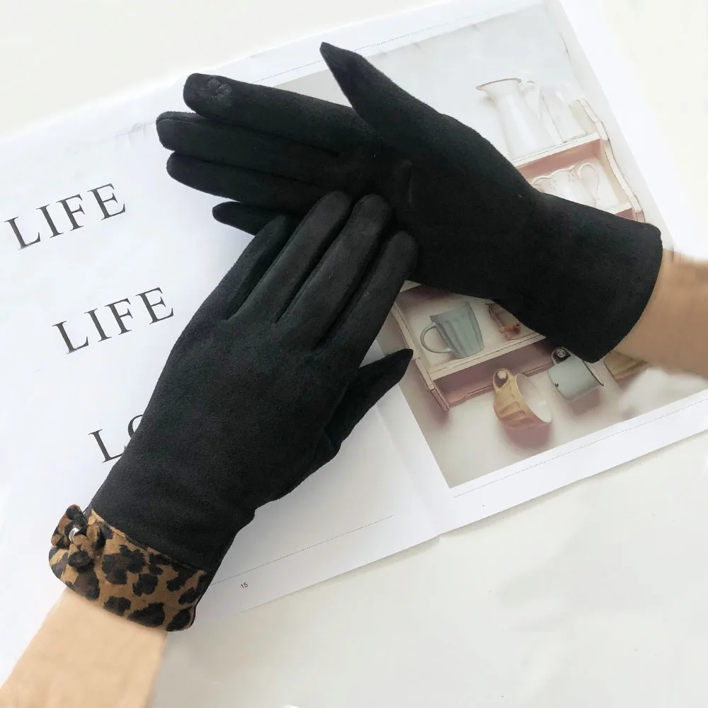 Оптовая продажа женские стильные зимние ветрозащитные бархатные тканевые перчатки для вождения велосипеда