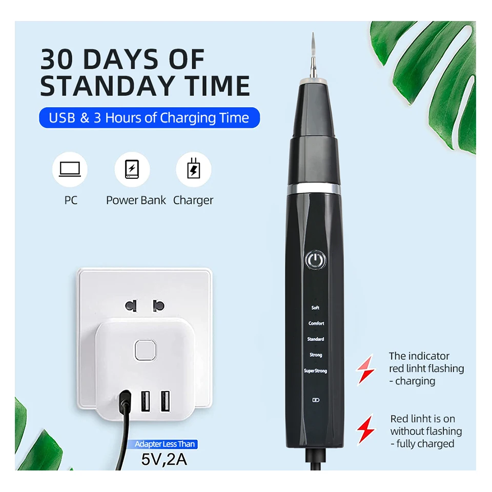 Home Portable Rechargeable Nettoyeur Dentaire Tooth Whitening Kit Tartar Plaque Remover aperçu 3